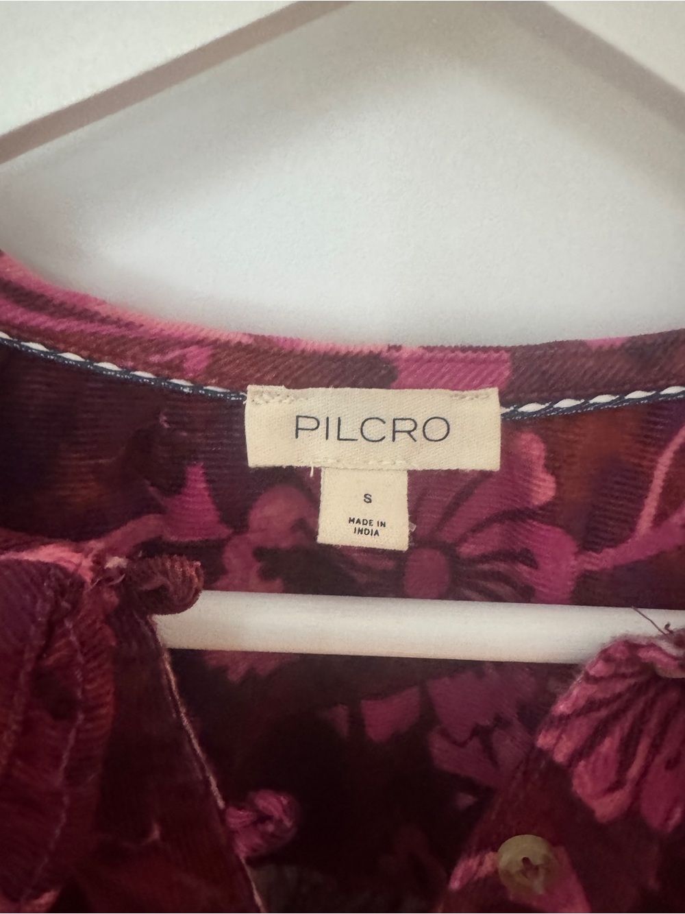Pilcro Anthro Keira Floral Corduroy Mini Dress S Peter Pan Collar Puff Sleeve - Picture 6 of 6